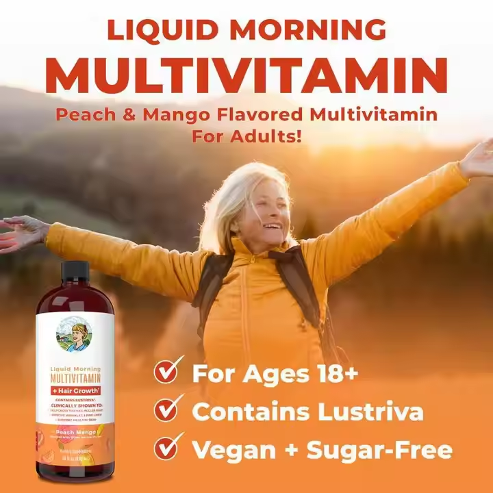 Herborigen Organic Hair Growth Multivitamin Liquid Morning Liquid Drops Multivitamins Supplement Oral Syrup Growth Vitamins