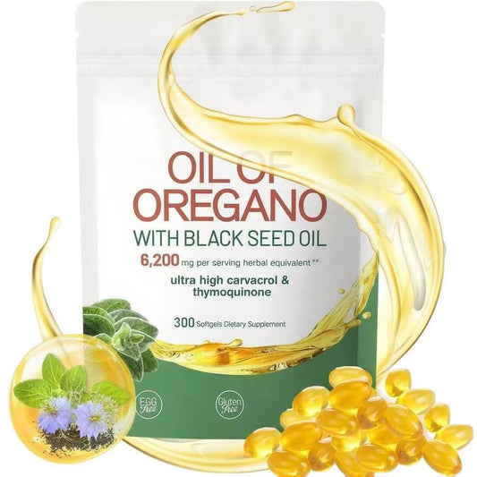 Herborigen Oregano Oil Softgels with Black Seed Oil – 180 Count | 4X Strength Carvacrol & Thymoquinone | Non-GMO