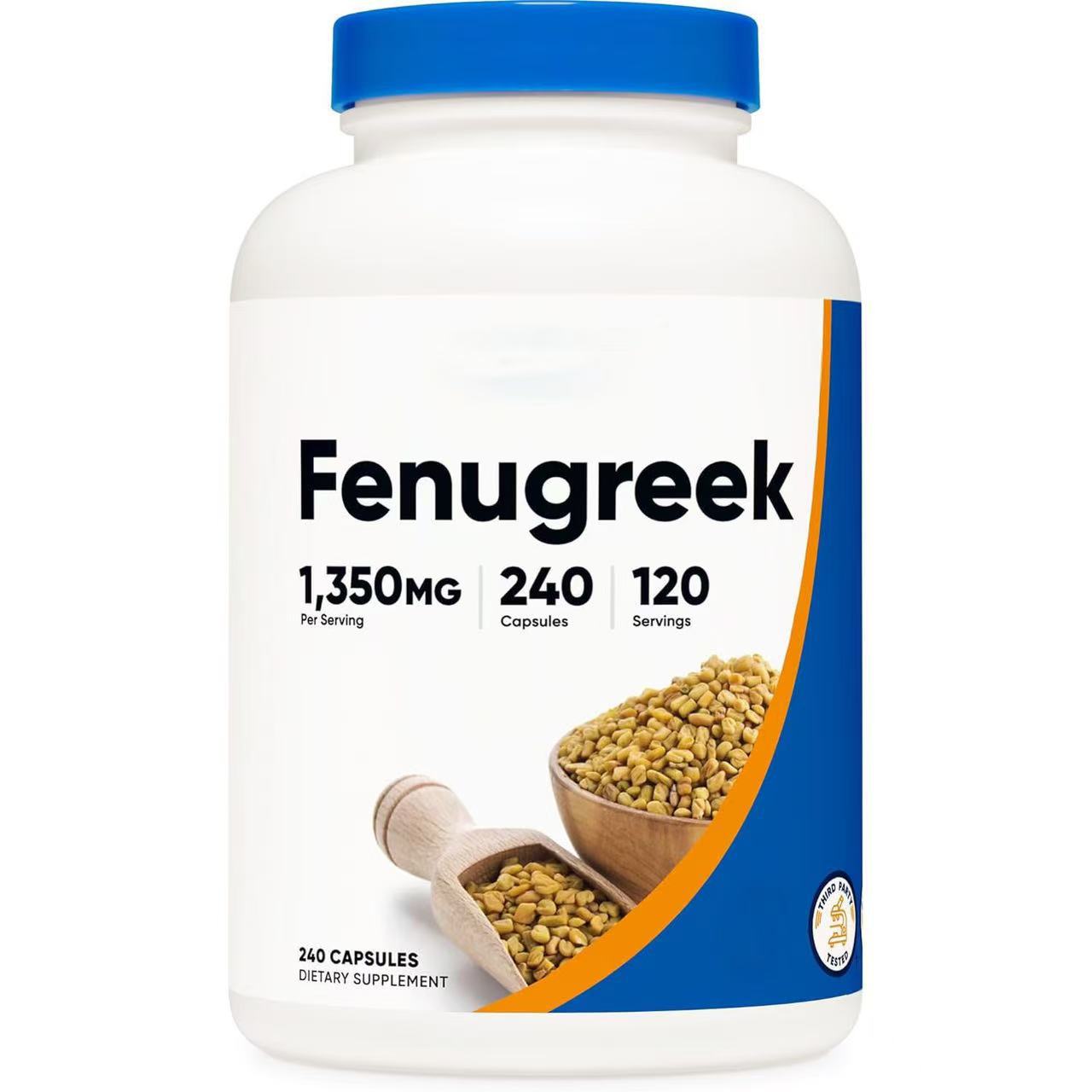 Herborigen Fenugreek Seed Supplement 1350mg – Natural Support for Breast Milk Production, Digestive Health & Glucose Metabolism | Non-GMO, 240 Veggie Caps