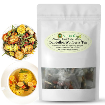 Herborigen Health Organic Herbal Tea 120g OEM Fresh Dandelion Wolfberry Loose Tea Slimming Flavor Packed in Bulk Sachets