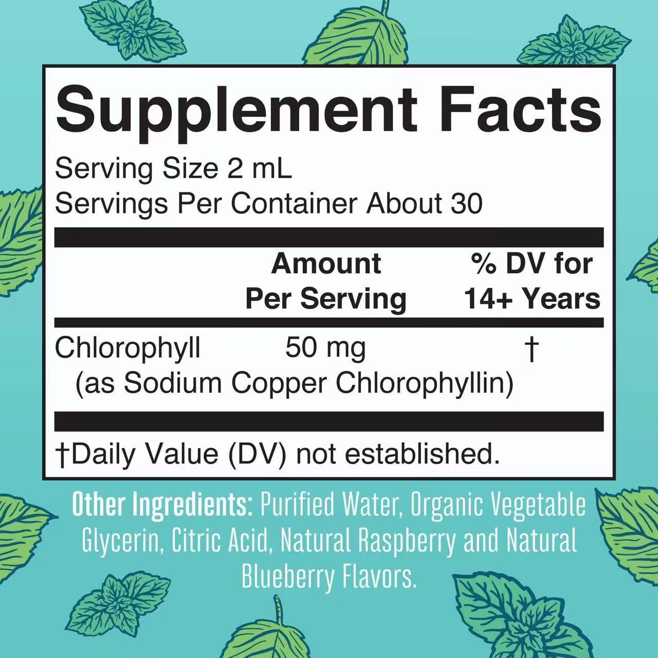 Herborigen Vegan Chlorophyll Liquid Drops with Peppermint – Sugar-Free Herbal Supplement for Digestion, Immunity & Wellness | Non-GMO, 2 fl oz