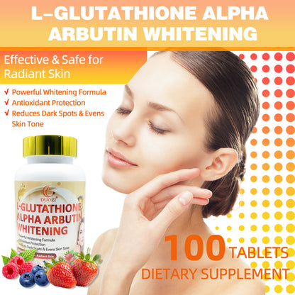 Glutathione Vitamin C & Arbutin Tablets – Skin Whitening, Dark Spot Removal & Anti-Aging Supplement, 100 Tablets per Bottle