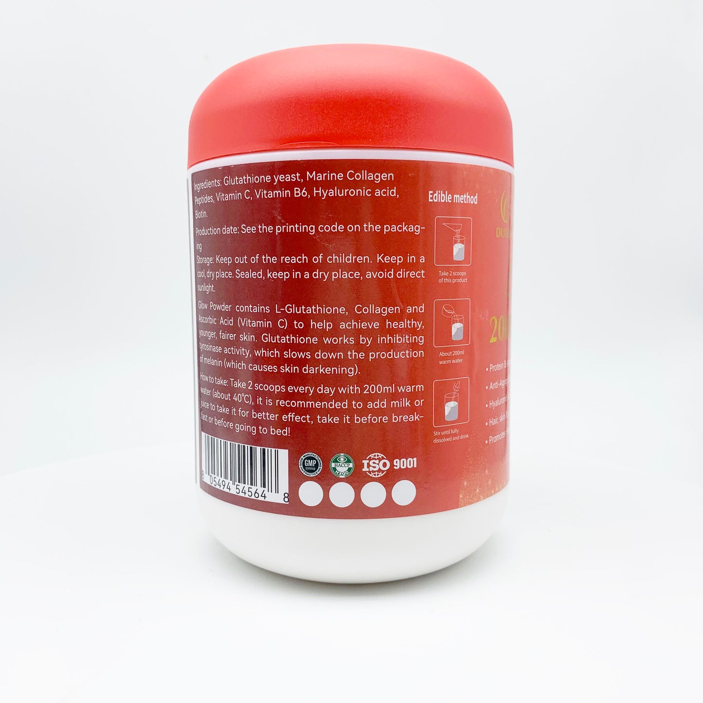 2,000,000mg L-Glutathione Skin Whitening Powder – High-Potency Glutathione Supplement for Brightening & Anti-Aging, 518g per Bottle