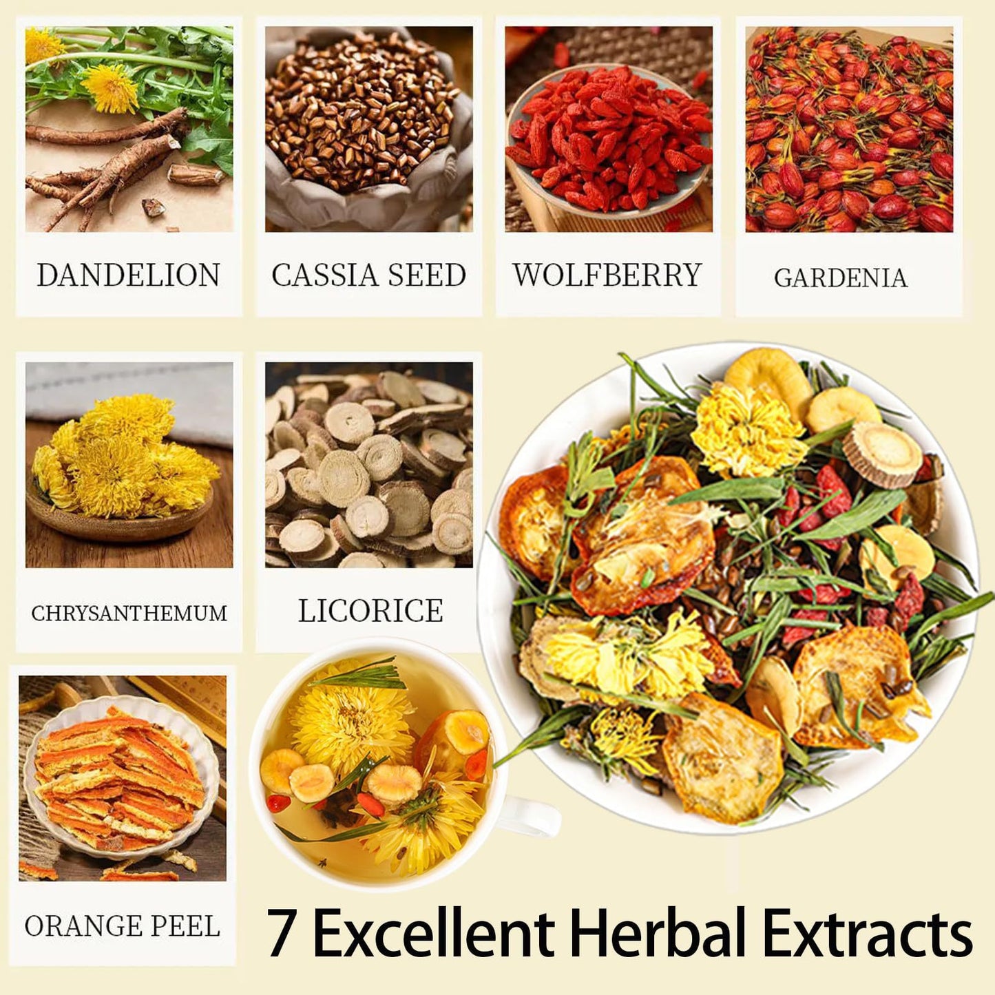 Herborigen Health Organic Herbal Tea 120g OEM Fresh Dandelion Wolfberry Loose Tea Slimming Flavor Packed in Bulk Sachets