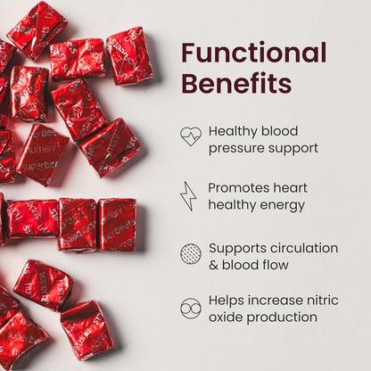 Herborigen Super Beet Heart Gummies – Advanced Nitric Oxide Booster for Healthy Blood Pressure | Tasty Beet Root Soft Chews, No Artificial Colors
