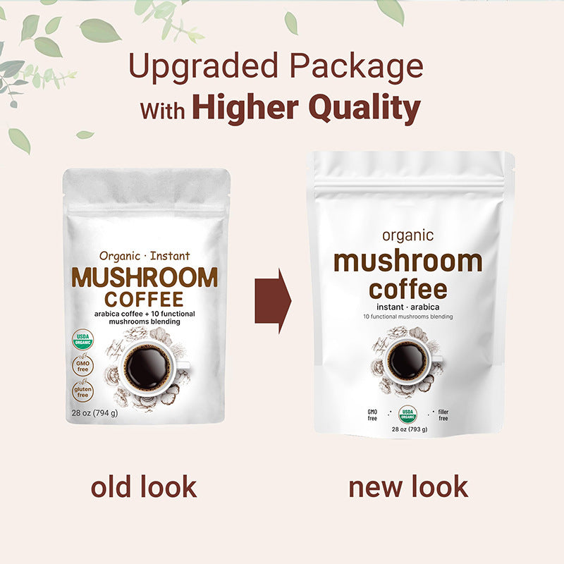 Organic Instant 10-in-1 Mushroom Coffee Powder – Premium Arabica with Lion’s Mane, Chaga, Reishi & Adaptogens, 28 oz (317 Servings)