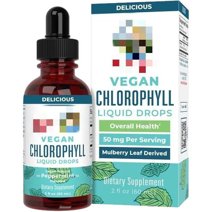 Herborigen Vegan Chlorophyll Liquid Drops with Peppermint – Sugar-Free Herbal Supplement for Digestion, Immunity & Wellness | Non-GMO, 2 fl oz