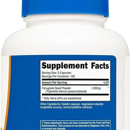 Herborigen Fenugreek Seed Supplement 1350mg – Natural Support for Breast Milk Production, Digestive Health & Glucose Metabolism | Non-GMO, 240 Veggie Caps