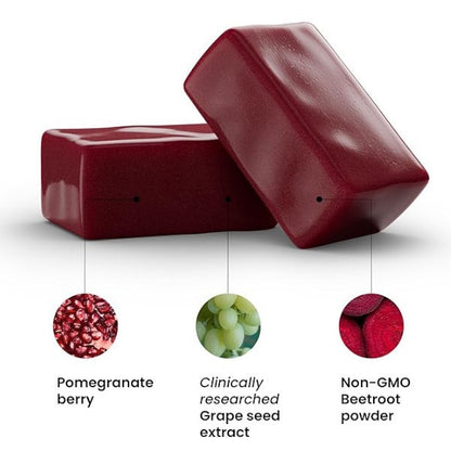 Herborigen Super Beet Heart Gummies – Advanced Nitric Oxide Booster for Healthy Blood Pressure | Tasty Beet Root Soft Chews, No Artificial Colors