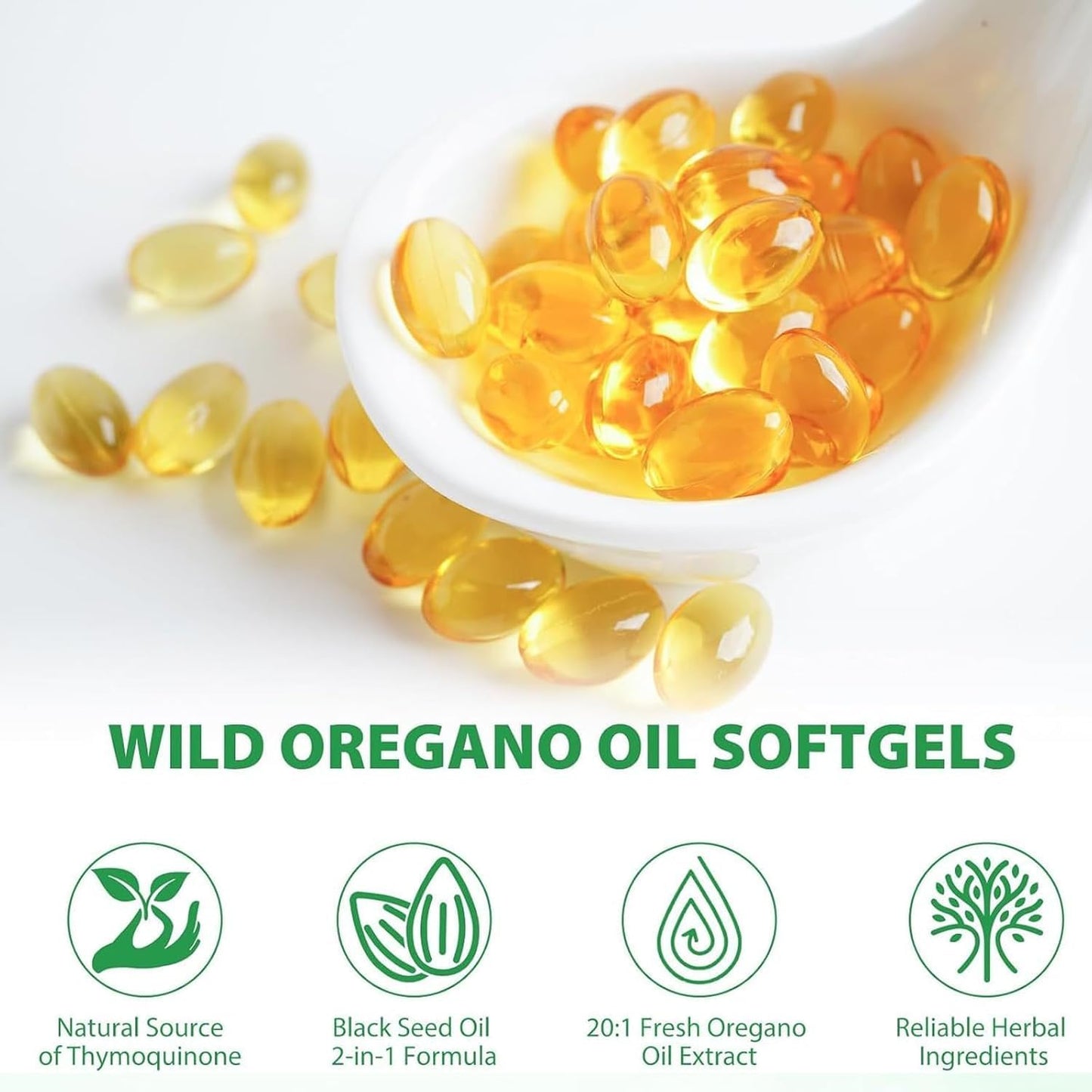 Herborigen Oregano Oil Softgels with Black Seed Oil – 180 Count | 4X Strength Carvacrol & Thymoquinone | Non-GMO