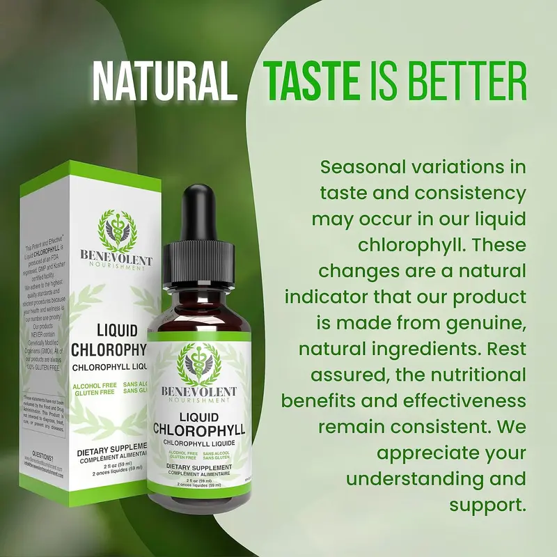Chlorophyll Liquid Drops - 4 Month Supply, Natural Deodorant & Detox