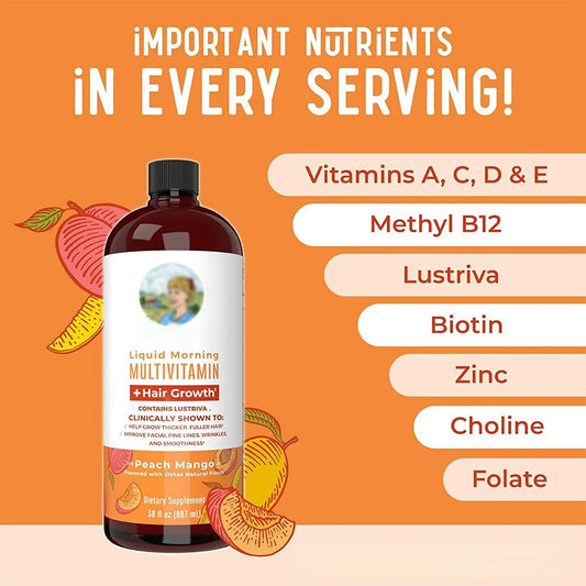 Herborigen Organic Hair Growth Multivitamin Liquid Morning Liquid Drops Multivitamins Supplement Oral Syrup Growth vitamins