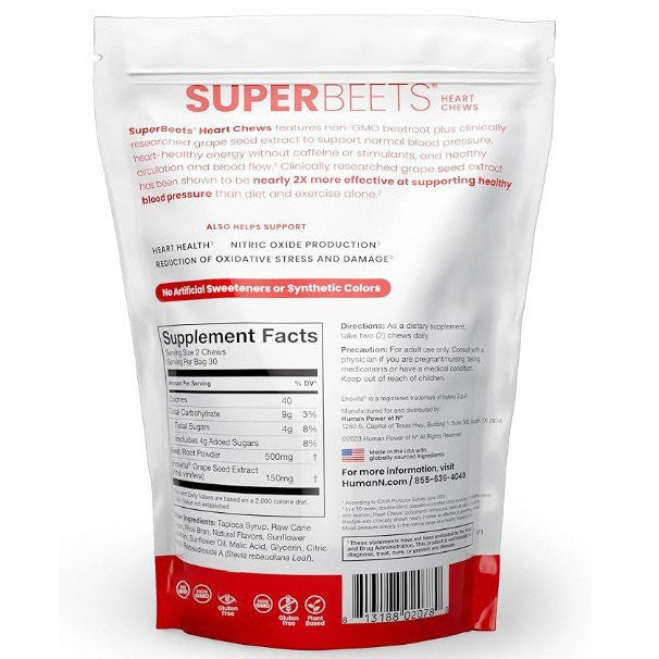 Herborigen Super Beet Heart Gummies – Advanced Nitric Oxide Booster for Healthy Blood Pressure | Tasty Beet Root Soft Chews, No Artificial Colors