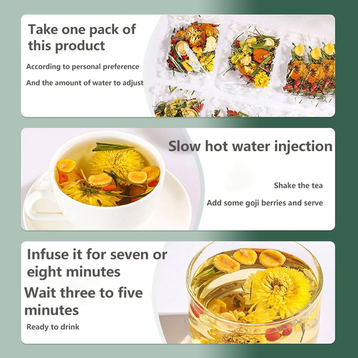 Herborigen Health Organic Herbal Tea 120g OEM Fresh Dandelion Wolfberry Loose Tea Slimming Flavor Packed in Bulk Sachets