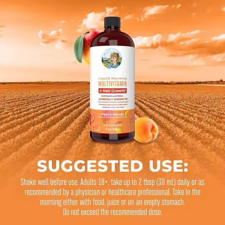 Herborigen Organic Hair Growth Multivitamin Liquid Morning Liquid Drops Multivitamins Supplement Oral Syrup Growth Vitamins