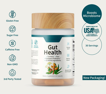 Digestive Enzyme & Probiotic Gut Health Supplement – Lipase, Prebiotics, Turmeric, Aloe & Zinc for Women & Men, 50 Vegetarian Capsules
