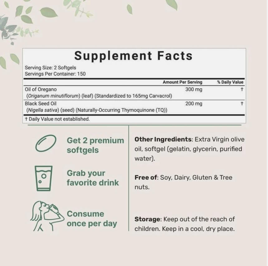 Oregano Oil Capsules (New Pouch) – Immune Support