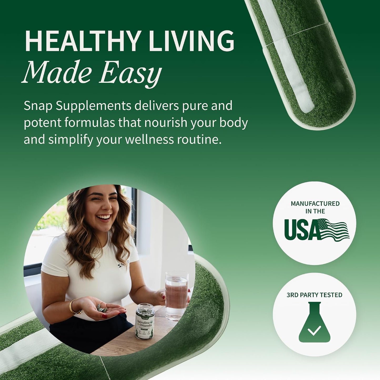 Organic Spirulina & Chlorella Capsules | Protein-Rich Blue-Green Algae Superfood for Energy & Immune Support, 120 Veggie Caps (30-Servings)