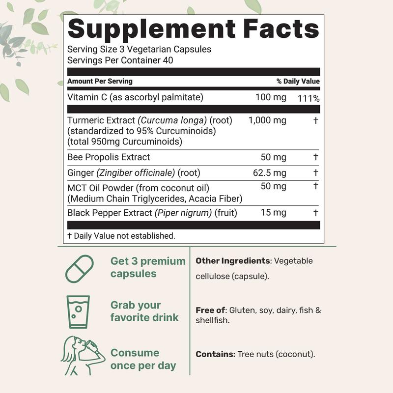 Turmeric Curcumin 1000mg Capsules – 95% Curcuminoids