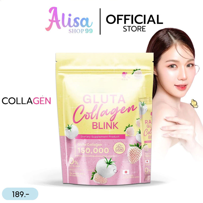 Gluta Collagen Blink – Glutathione & Collagen Powder with Pomegranate & Cherry | Skin Brightening Antioxidant Supplement | Vitamin C Beauty Drink Mix