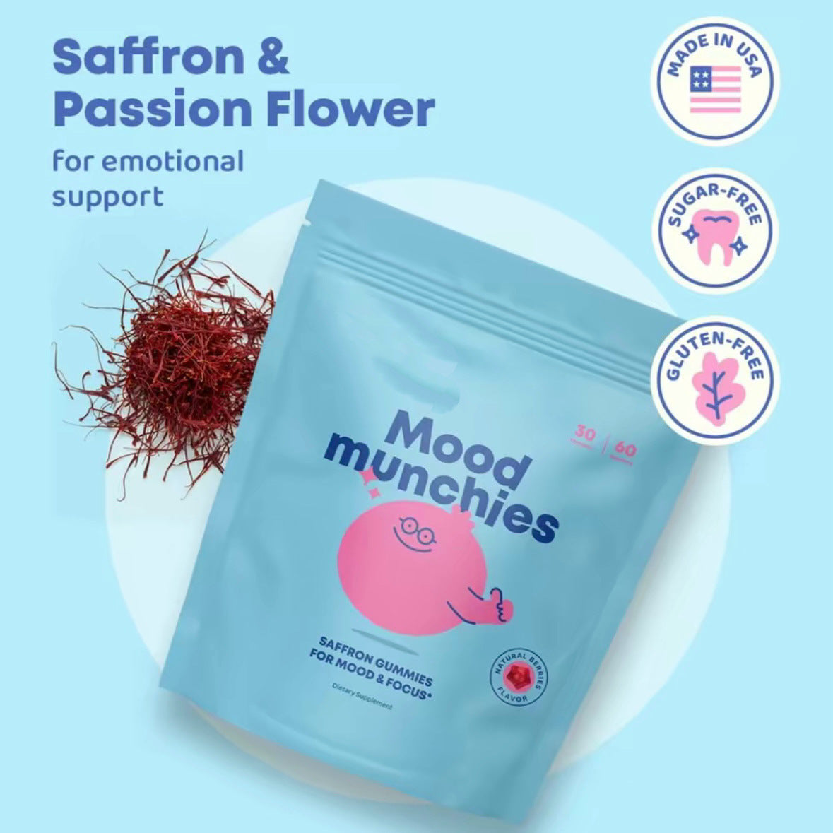 Mood Magic Saffron Extract Powder – Natural Mood Support & Stress Relief Supplement | Sugar-Free Calm Focus Drink Mix | 25 Servings